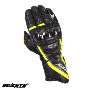 Manusi moto piele Seventy Degrees SD-R2K - copii, vara, racing, negru/galben - Img 2