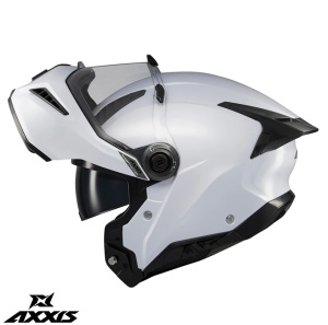 Casca Axxis GhostFighter SV - Flip-up, alb lucios, Ochelari soare incluși, ECE 22.06