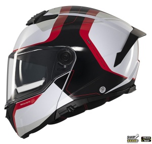 Casca MT Helmets Atom 2 SV Emalla - Flip-up, alb/rosu lucios, Ochelari soare incluși, ECE 22.06 - Img 2