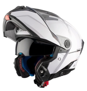 Casca MT Helmets Atom 2 SV - Flip-up, alb lucios, Ochelari soare incluși, ECE 22.06