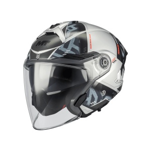 Casca MT Helmets Cosmo SV Arrow - Open face, gri lucios, Ochelari soare incluși