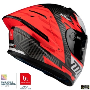 Casca MT Helmets KRE+ Carbon Brush - Integrală, rosu lucios - Img 3