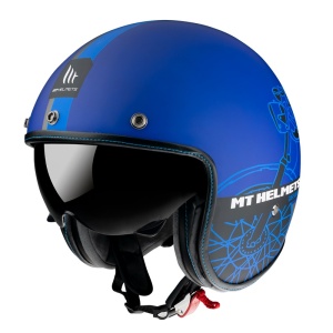 Casca MT Helmets Le Mans 2 SV Cafe Racer - Open face, albastru mat, Ochelari soare incluși - Img 2