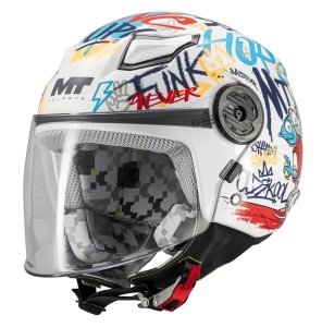 Casca MT Helmets Lite Crew - Open face, alb lucios, ECE 22.06