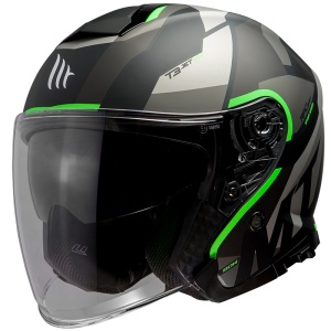 Casca MT Helmets Thunder III SV Jet Bow - Open face, verde fluor mat, Ochelari soare incluși - Img 2
