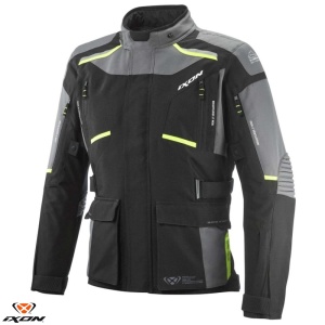 Geaca moto Ixon Midgard MS - barbati, all season, impermeabila, touring/adventure, negru/gri/galben