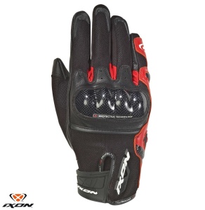 Manusi moto piele Ixon RS Rise Air MS - barbati, vara, sport, degete tactile, negru/rosu