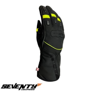 Manusi moto piele Seventy Degrees SD-T7 Gobi - barbati, iarna, impermeabile, touring, negru/galben fluor - Img 2