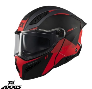 Casca Axxis GhostFighter SV Maniac - Flip-up, negru/rosu mat, Ochelari soare incluși, ECE 22.06 - Img 2