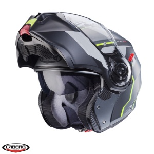 Casca Caberg Duke Evo Move - Flip-up, negru/galben fluor mat, Pinlock inclus, ECE 22.06