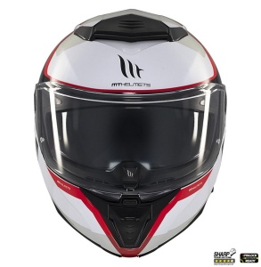 Casca MT Helmets Atom 2 SV Emalla - Flip-up, alb/rosu lucios, Ochelari soare incluși, ECE 22.06 - Img 3