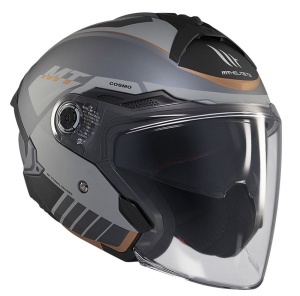 Casca MT Helmets Cosmo SV Cruiser - Open face, gri mat, Ochelari soare incluși, ECE 22.06 - Img 4