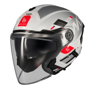 Casca MT Helmets Cosmo SV Silence - Open face, gri lucios, Ochelari soare incluși, ECE 22.06 - Img 2