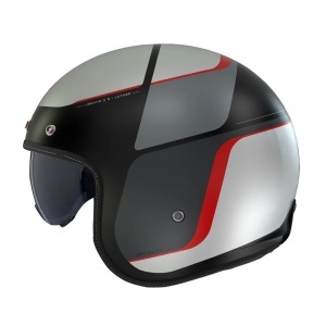 Casca MT Helmets Le Mans 2 Luther - Open face, rosu gri, Ochelari soare incluși, ECE 22.06 - Img 2