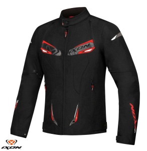 Geaca moto Ixon Caliber WP MS - barbati, all season, impermeabila, roadster/racing, negru/alb/rosu