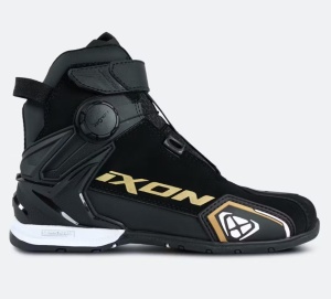Ghete moto Ixon Bull 2 WP LS - dama, all season, impermeabile, roadster, negru/alb/auriu - Img 2