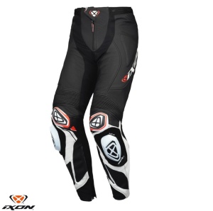 Pantaloni moto piele Ixon Vortex 3 MS - barbati, vara, racing, negru/alb