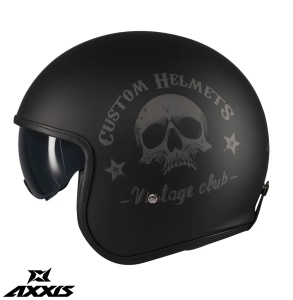 Casca Axxis Hornet S SV Vintageclub - Open face, negru mat, Ochelari soare incluși, ECE 22.06 - Img 2