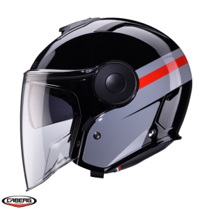 Casca Caberg Soho SV Zephyr - Open face, negru/gri/rosu lucios, Ochelari soare incluși, ECE 22.06 - Img 3