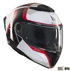Casca MT Helmets Atom 2 SV Emalla - Flip-up, alb/rosu lucios, Ochelari soare incluși, ECE 22.06 - Img 4