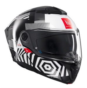 Casca MT Helmets Atom 2 SV Strange - Flip-up, negru alb, Ochelari soare incluși, ECE 22.06 - Img 4