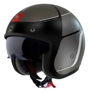 Casca MT Helmets Le Mans 2 S SV Luther - Open face, gri mat, Ochelari soare incluși, ECE 22.06