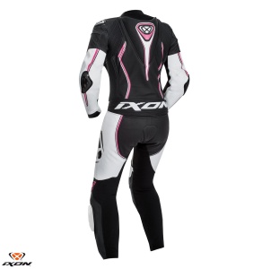 Costum moto dama Ixon Vortex Lady LS vara, negru/alb/fuchsia - Img 2