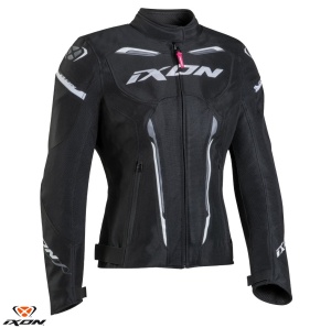 Geaca moto Ixon Striker AIR WPL LS - dama, vara, impermeabila, roadster/racing, negru/alb