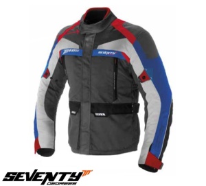 Geaca moto Seventy Degrees SD-JT43 - barbati, all season, impermeabila, touring, gri/rosu/albastru