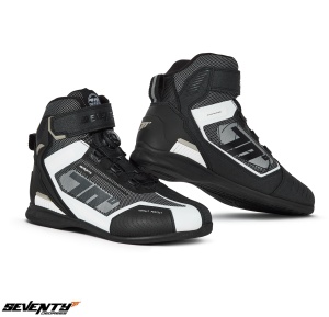 Ghete moto Seventy Degrees SD-BR3 Veloce Pro - barbati, racing, negru/alb