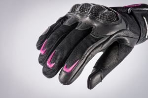 Manusi moto piele Ixon RS Rise Air LS - dama, vara, street/sport, degete tactile, negru - Img 3