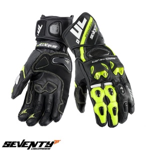Manusi moto piele Seventy Degrees SD-R12 - barbati, vara, sport, negru/galben