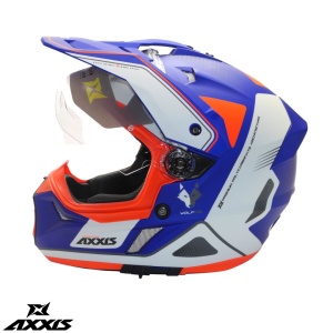 Casca Axxis Wolf DS Roadrunner - Adventure, albastru lucios, Ochelari soare incluși - Img 4
