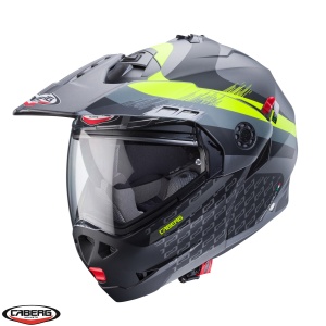 Casca Caberg Tourmax X SV Sarabe - Flip-up, titanium/negru/galben fluor mat, Ochelari soare incluși, ECE 22.06 - Img 2