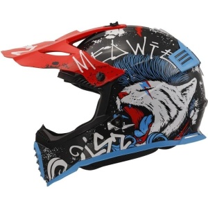 Casca LS2 Helmets MX437 Mini Fast Evo II - Cross enduro, albastru-rosu, ECE 22.06