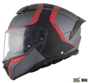 Casca MT Helmets Atom 2 SV Emalla - Flip-up, gri/rosu mat, Ochelari soare incluși, ECE 22.06 - Img 2