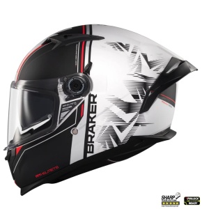 Casca MT Helmets Braker SV Charm - Integrală, alb, negru mat, Ochelari soare incluși, ECE 22.06