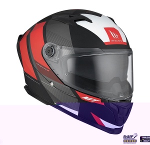 Casca MT Helmets Braker SV Chento - Integrală, rosu mat, Ochelari soare incluși, ECE 22.06 - Img 4