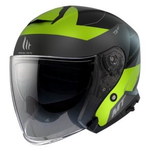 Casca MT Helmets Thunder III SV Jet Cooper - Open face, galben fluor mat, Ochelari soare incluși - Img 2