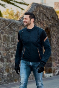 Geaca moto Ixon Striker Retro WP MS - barbati, vara, impermeabila, urban/heritage, negru/navy/maro - Img 3