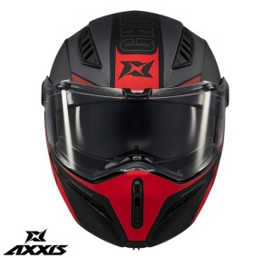 Casca Axxis GhostFighter SV Maniac - Flip-up, negru/rosu mat, Ochelari soare incluși, ECE 22.06 - Img 3