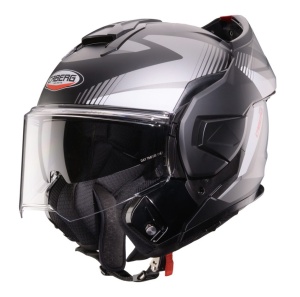 Casca Caberg Trip SV Lunar S6 - Flip-up, negru/gri/alb mat, Ochelari soare incluși, ECE 22.06