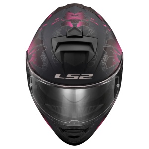 Casca LS2 Storm II Burst dama - negru/roz mat, ochelari soare - Img 3