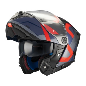 Casca MT Helmets Atom 2 SV Dexter - Flip-up, rosu albastru, ochelari soare incluși, ECE 22.06