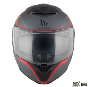 Casca MT Helmets Atom 2 SV Emalla - Flip-up, gri/rosu mat, Ochelari soare incluși, ECE 22.06 - Img 3
