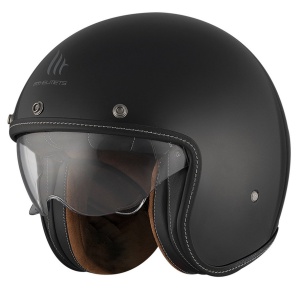 Casca MT Helmets Le Mans 2 S SV - Open face, negru lucios, Ochelari soare incluși, ECE 22.06