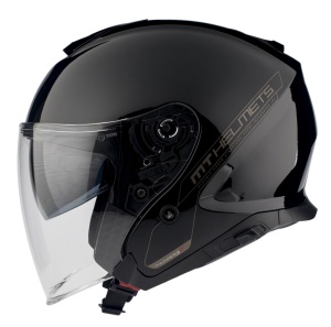 Casca MT Helmets Thunder III SV Jet - Open face, negru lucios, Ochelari soare incluși