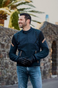 Geaca moto Ixon Striker Retro WP MS - barbati, vara, impermeabila, urban/heritage, negru/navy/maro - Img 4