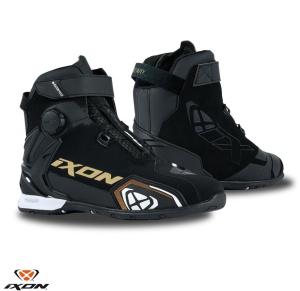Ghete moto Ixon Bull 2 WP LS - dama, all season, impermeabile, roadster, negru/alb/auriu
