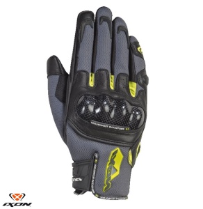 Manusi moto piele Ixon RS Rise Air MS - barbati, vara, sport, degete tactile, gri/negru/galben